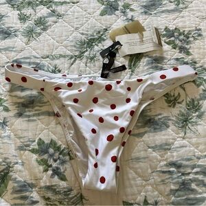 ViX White Red Retro Polka Dot Bikini Bottoms Brazilian L
